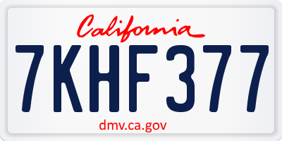 CA license plate 7KHF377