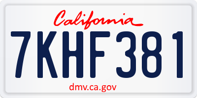 CA license plate 7KHF381