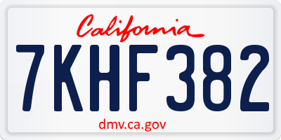 CA license plate 7KHF382