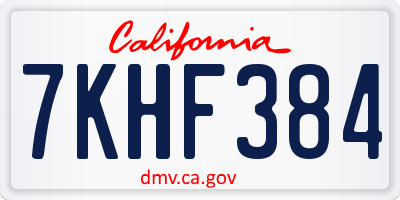CA license plate 7KHF384