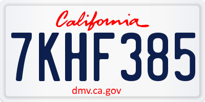 CA license plate 7KHF385