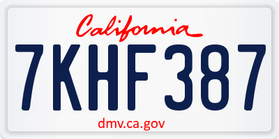 CA license plate 7KHF387