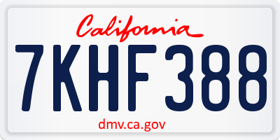 CA license plate 7KHF388