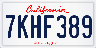 CA license plate 7KHF389