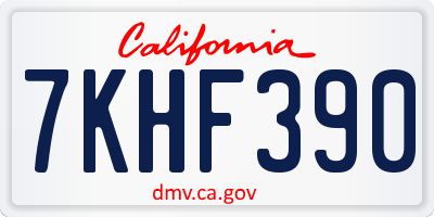 CA license plate 7KHF390
