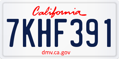CA license plate 7KHF391