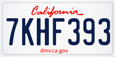 CA license plate 7KHF393