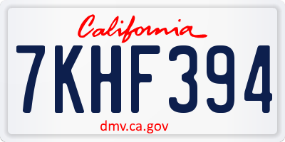 CA license plate 7KHF394