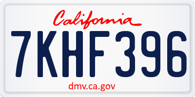 CA license plate 7KHF396