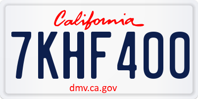 CA license plate 7KHF400