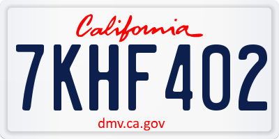CA license plate 7KHF402