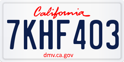 CA license plate 7KHF403
