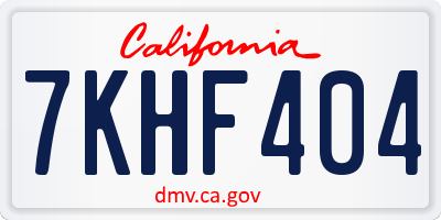 CA license plate 7KHF404