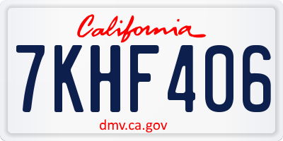 CA license plate 7KHF406