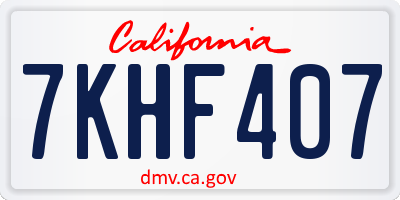 CA license plate 7KHF407
