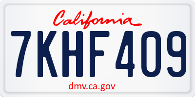 CA license plate 7KHF409