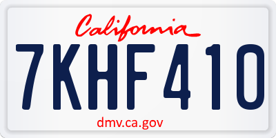 CA license plate 7KHF410