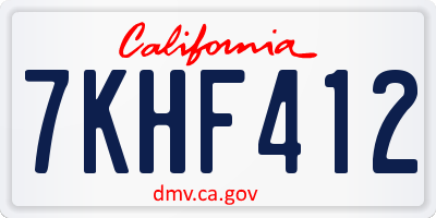CA license plate 7KHF412