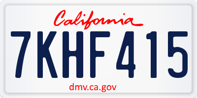 CA license plate 7KHF415