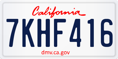 CA license plate 7KHF416