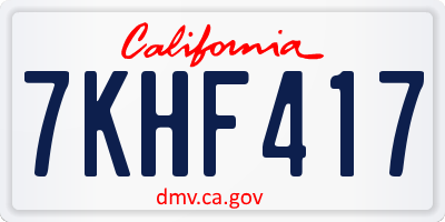 CA license plate 7KHF417
