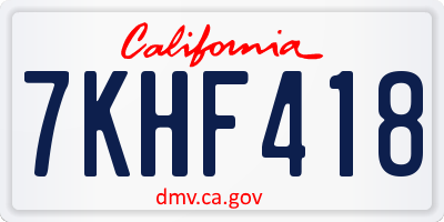 CA license plate 7KHF418
