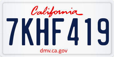 CA license plate 7KHF419