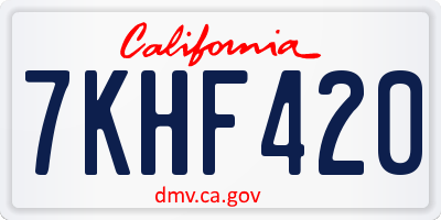 CA license plate 7KHF420