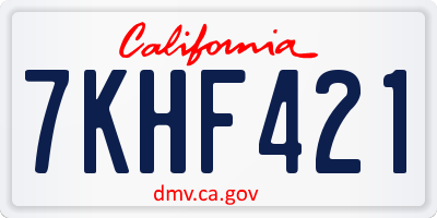 CA license plate 7KHF421