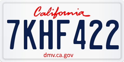 CA license plate 7KHF422