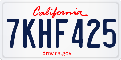 CA license plate 7KHF425