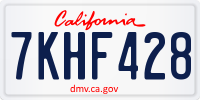 CA license plate 7KHF428