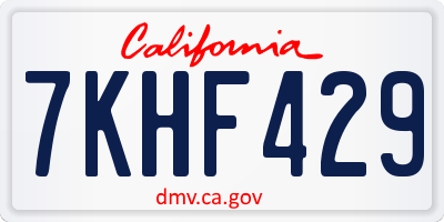 CA license plate 7KHF429