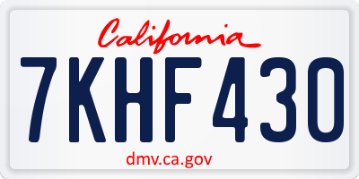 CA license plate 7KHF430