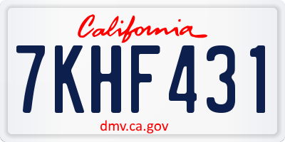 CA license plate 7KHF431
