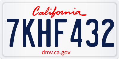 CA license plate 7KHF432
