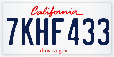 CA license plate 7KHF433