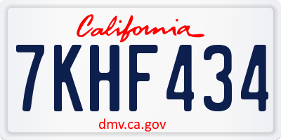 CA license plate 7KHF434