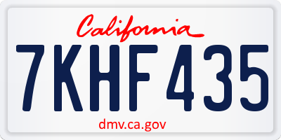 CA license plate 7KHF435