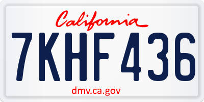 CA license plate 7KHF436