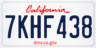 CA license plate 7KHF438