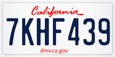 CA license plate 7KHF439