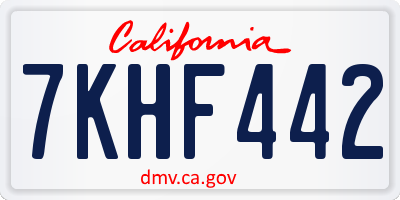 CA license plate 7KHF442