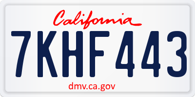 CA license plate 7KHF443