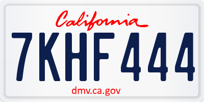 CA license plate 7KHF444