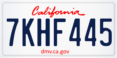 CA license plate 7KHF445
