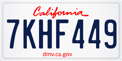 CA license plate 7KHF449