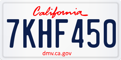 CA license plate 7KHF450