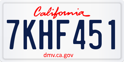CA license plate 7KHF451