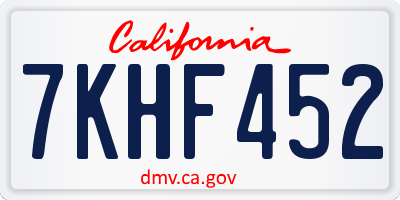 CA license plate 7KHF452
